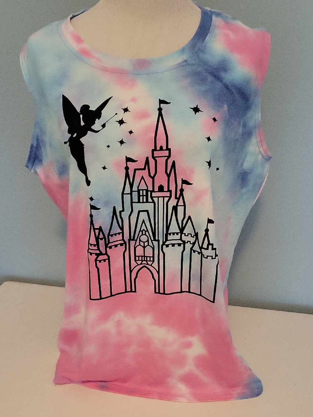 Cinderellas Castle Tie-Dye Castle Graphic Tank Top - Pink & Blue